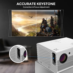 Wownect Android Projector Screen Size 200" / 4500 Lumens  1080P 4K-Supported Support Miracast, AirPlay  Home Cinema Outdoor Movie Projector with Compatible with HDMI, PC, TV Stick, TV box, Console